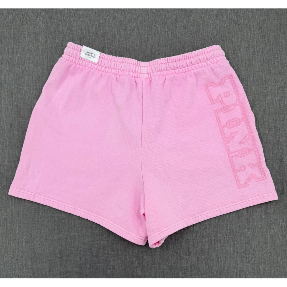 Victoria's Secret PINK Ivy Fleece Classic Shorts Pink Embroidered Logo Large NWT - Picture 8 of 8